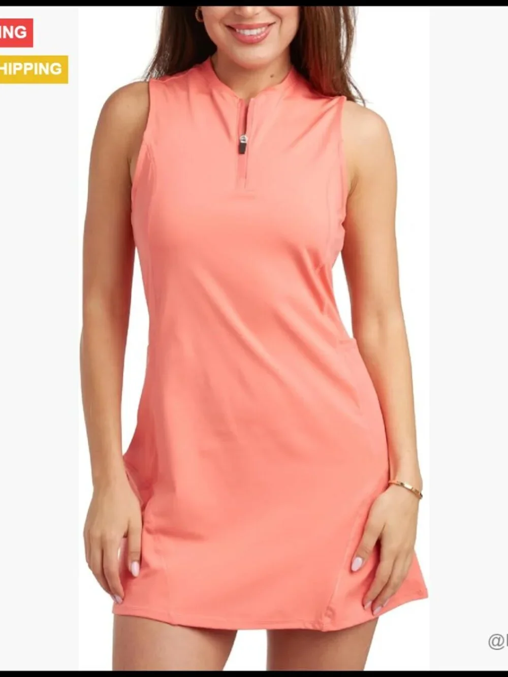 Performance Quarter Zip Sleeveless Athletic Dress - Picture 1 of 7